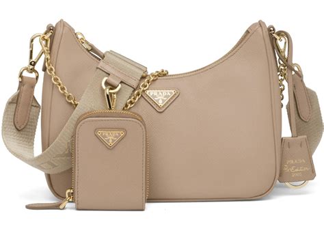 prada shoulder bag leather beige|prada shoulder bag re edition.